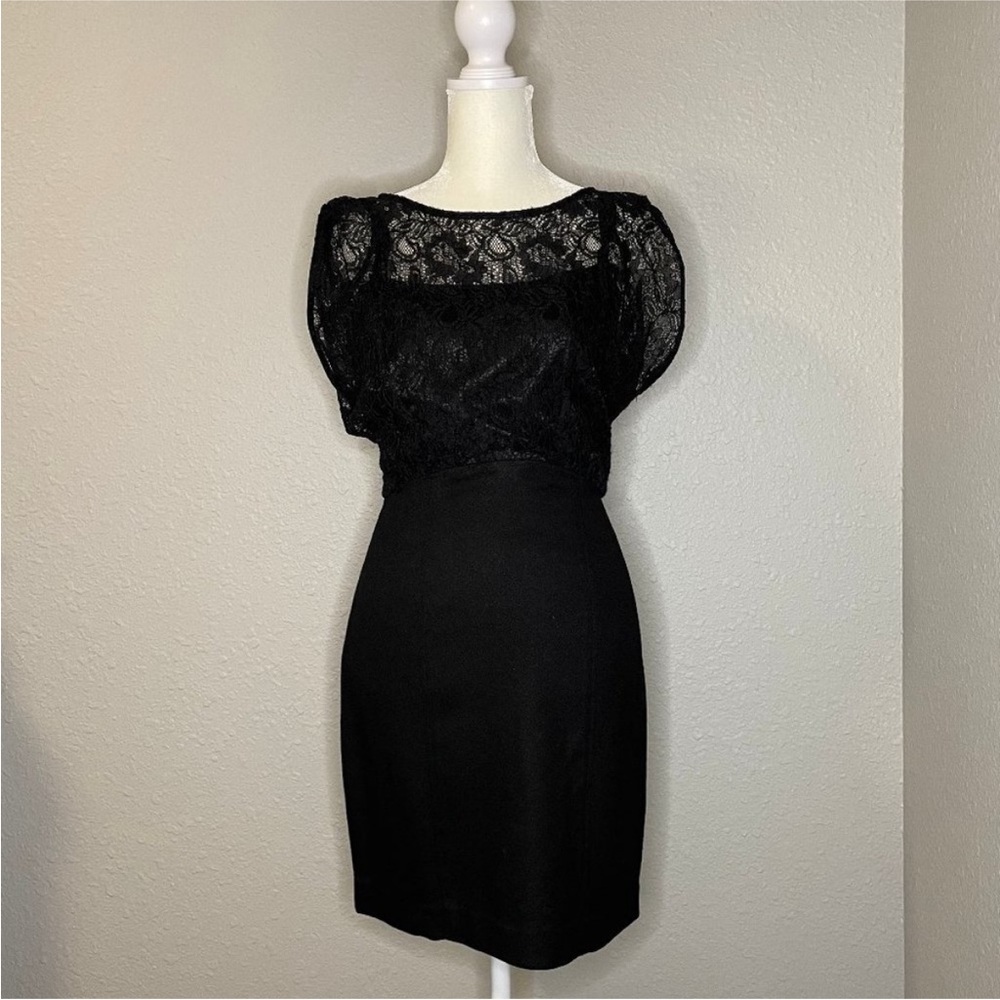 Elizabeth and James Black Lace Mini Dress